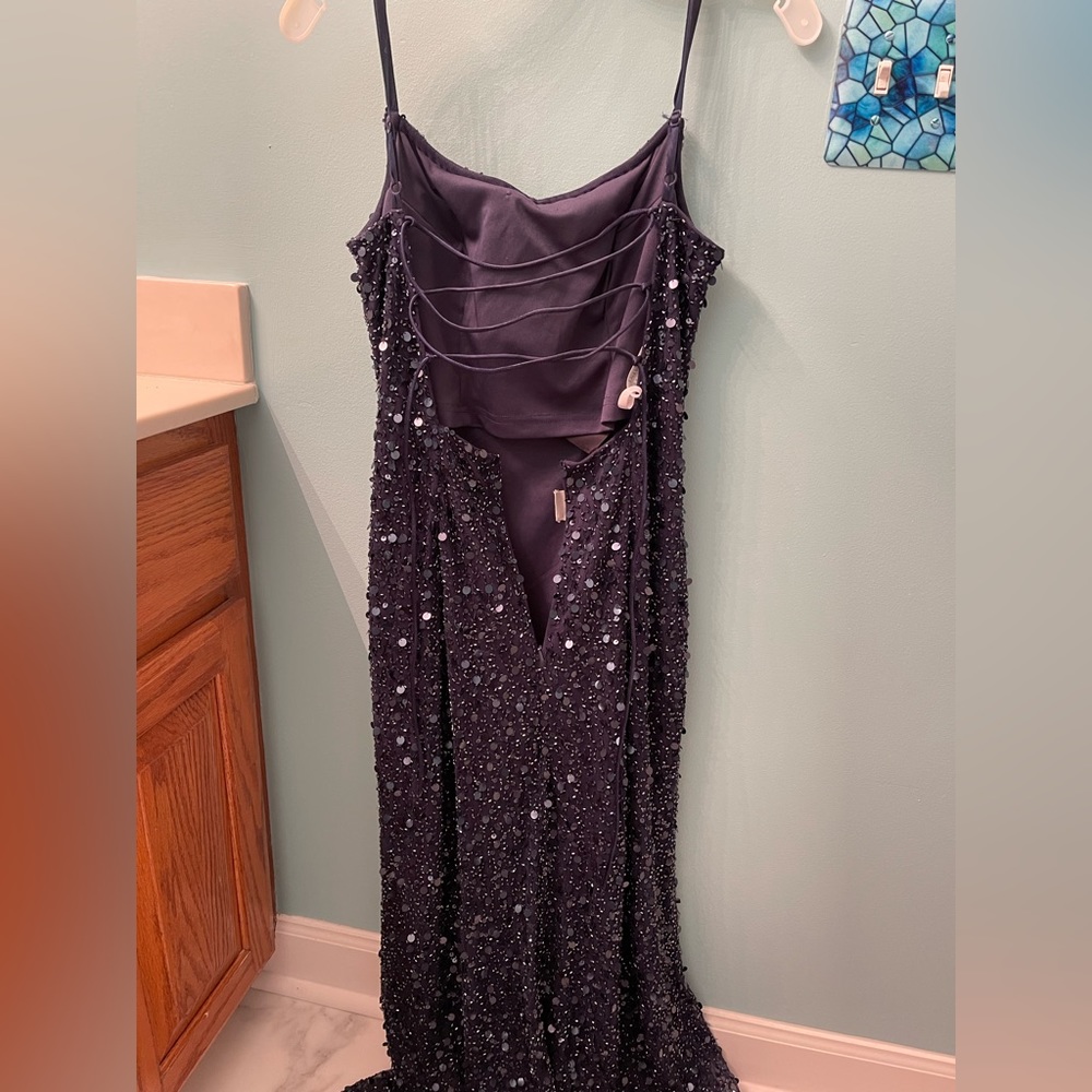 Size 6 Navy blue and gold prom dress